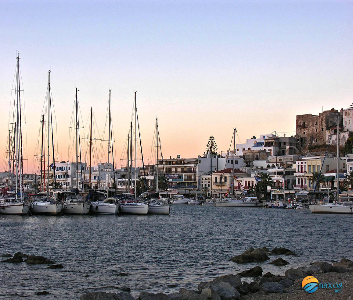 The capital of Naxos when the sun sets