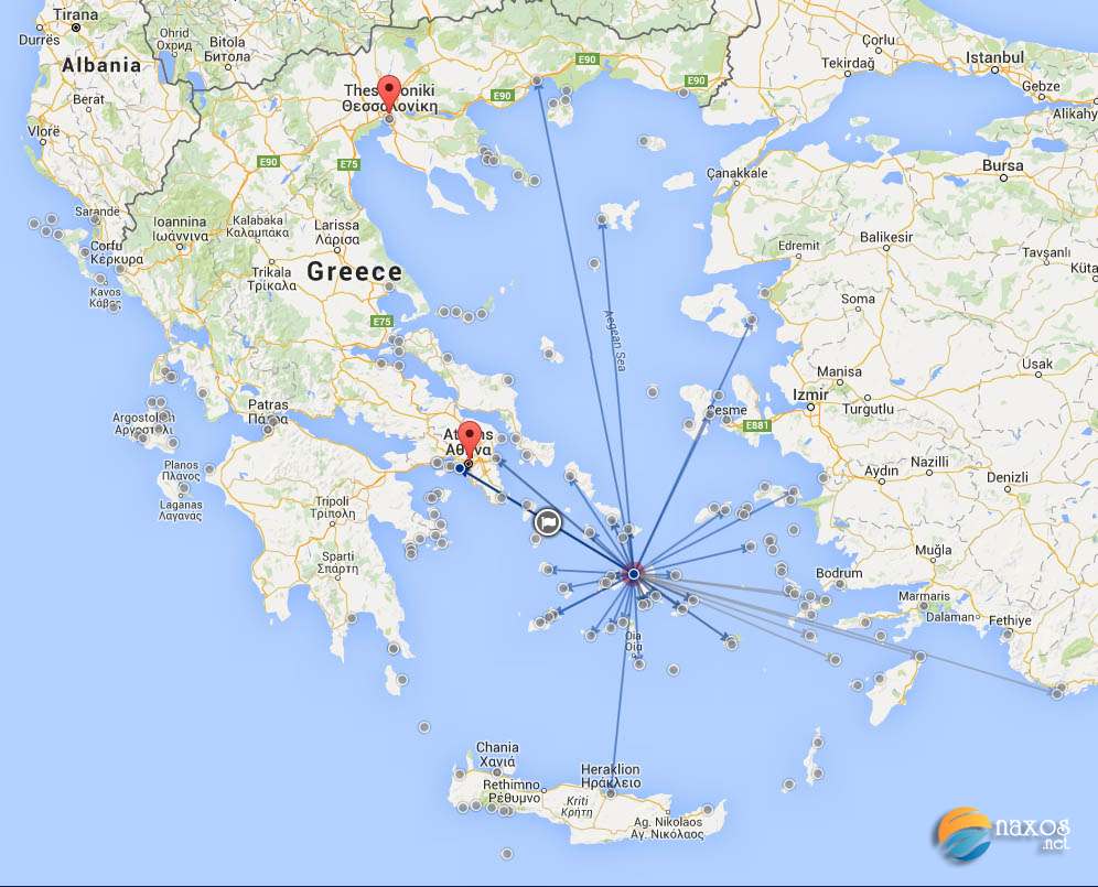 Greek Ferry Routes Map
